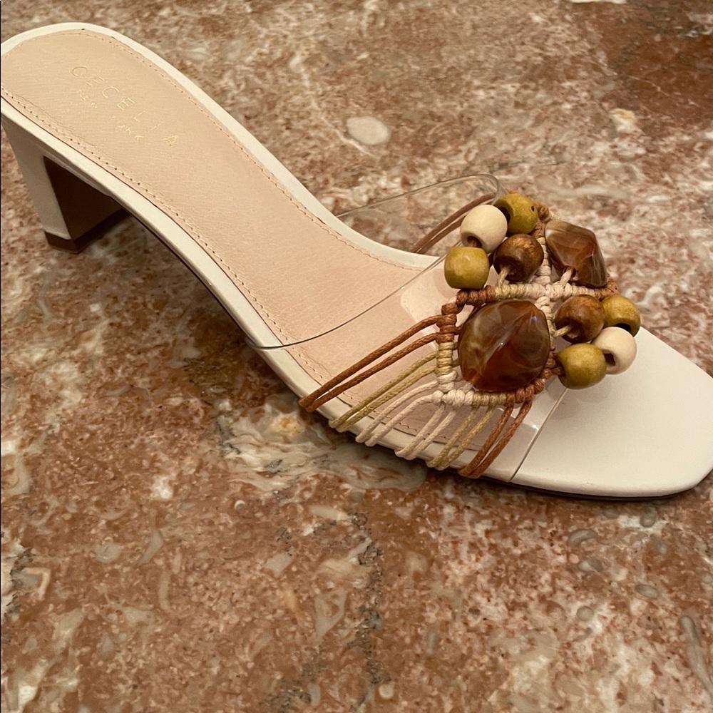 NTN Cecelia New York Anna Belle Beaded Block Heel Sandal